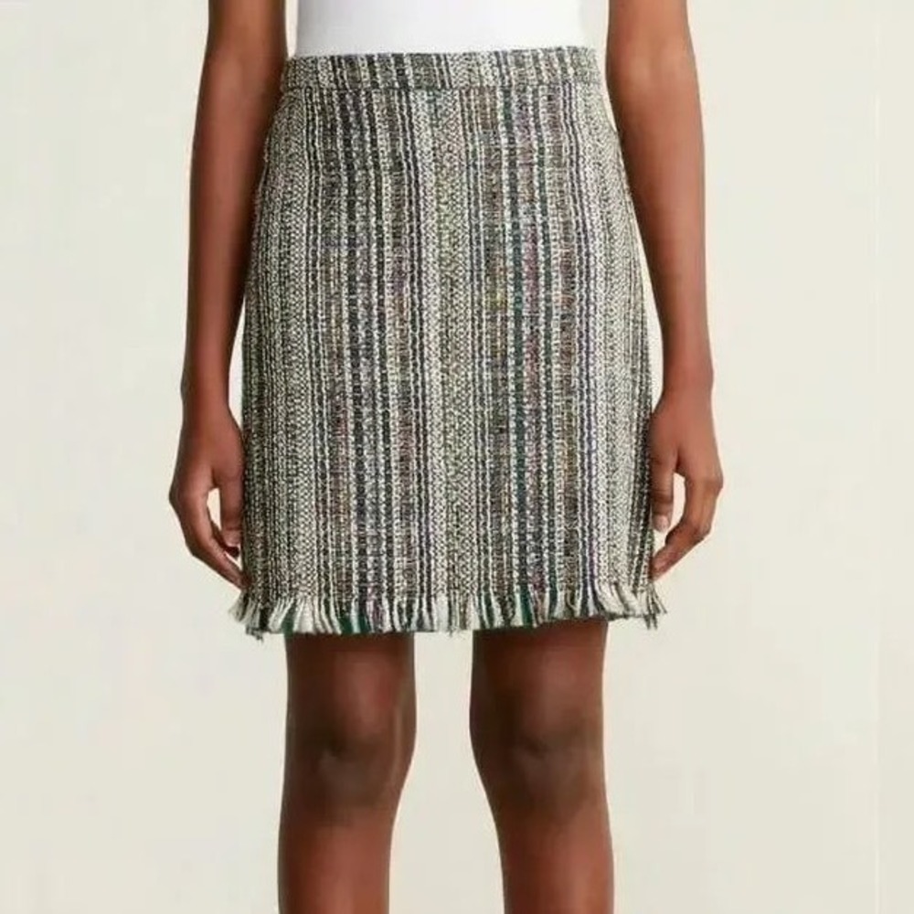 Chelsea & Theodore Womens Multi Color Tweed Fringe Hem Mini Skirt Size 8
